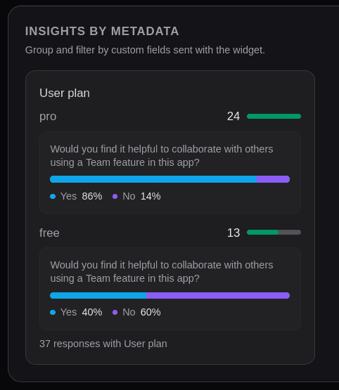 Survey analytics metadata